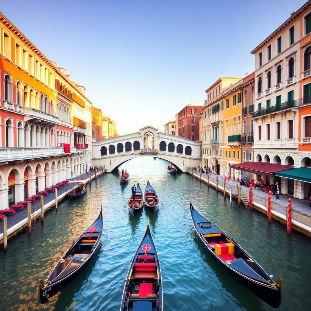 Gondolas on Venice Grand Canal