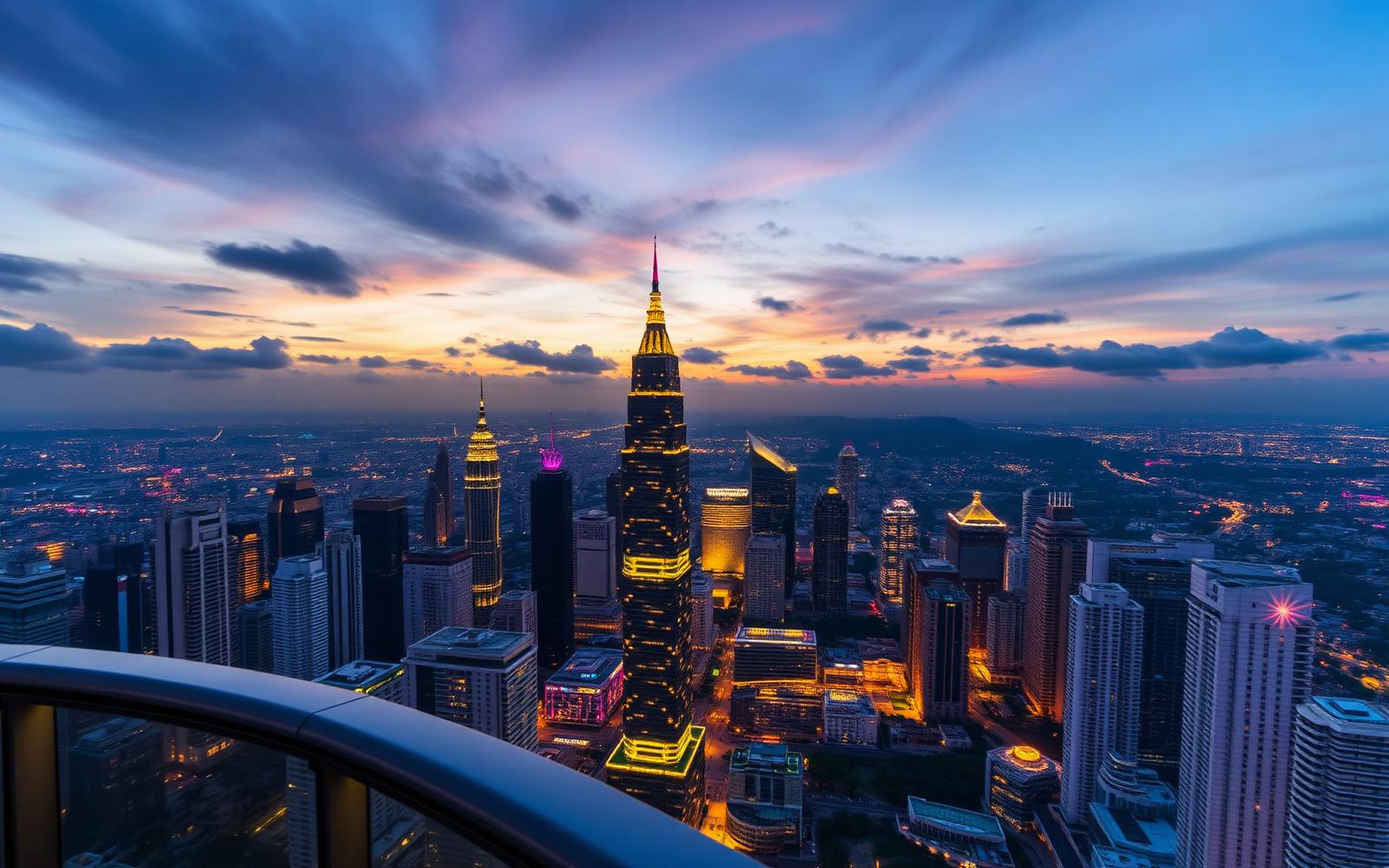 Menara KL Tower — 360° Sky Deck panorama at sunset