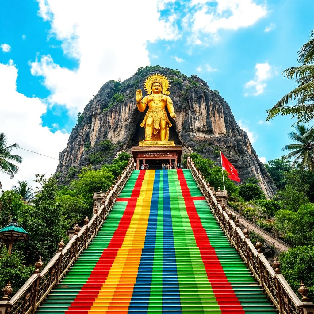 Rainbow steps of Batu Caves Murugan shrine