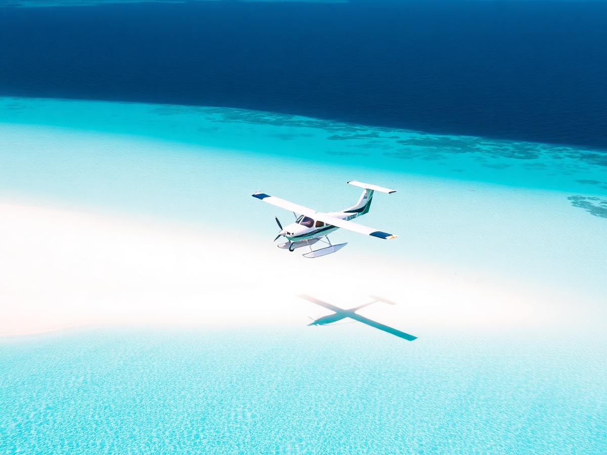 Seaplane transfer over the atolls