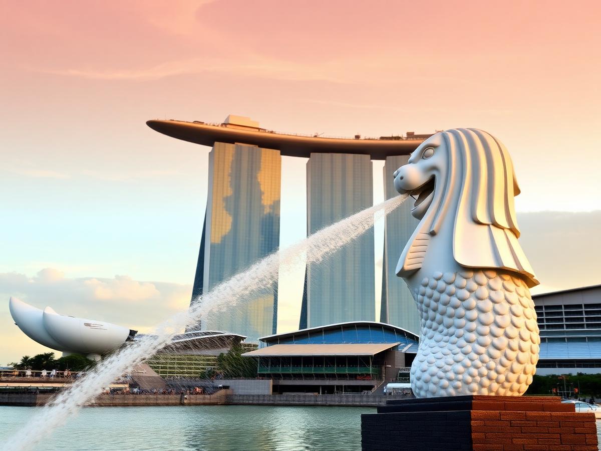 Merlion Park at sunrise