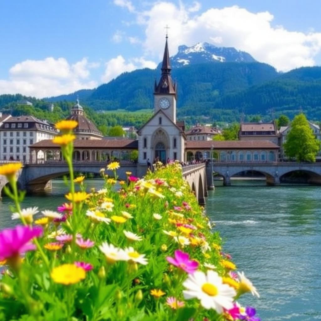 Chapel Bridge & Mount Pilatus, Lucerne