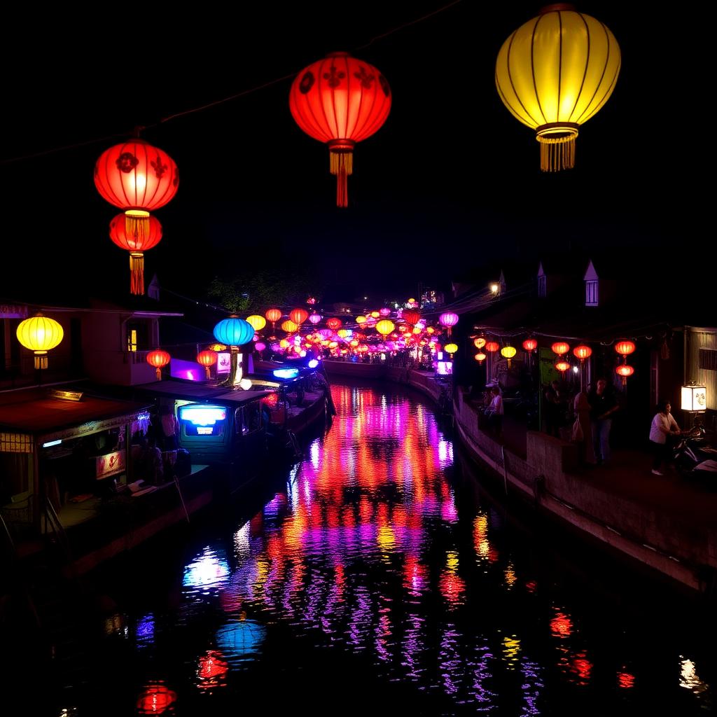 Silk lanterns of Hoi An ancient town at night